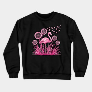 Flower Dandelion Pink Flamingo Crewneck Sweatshirt